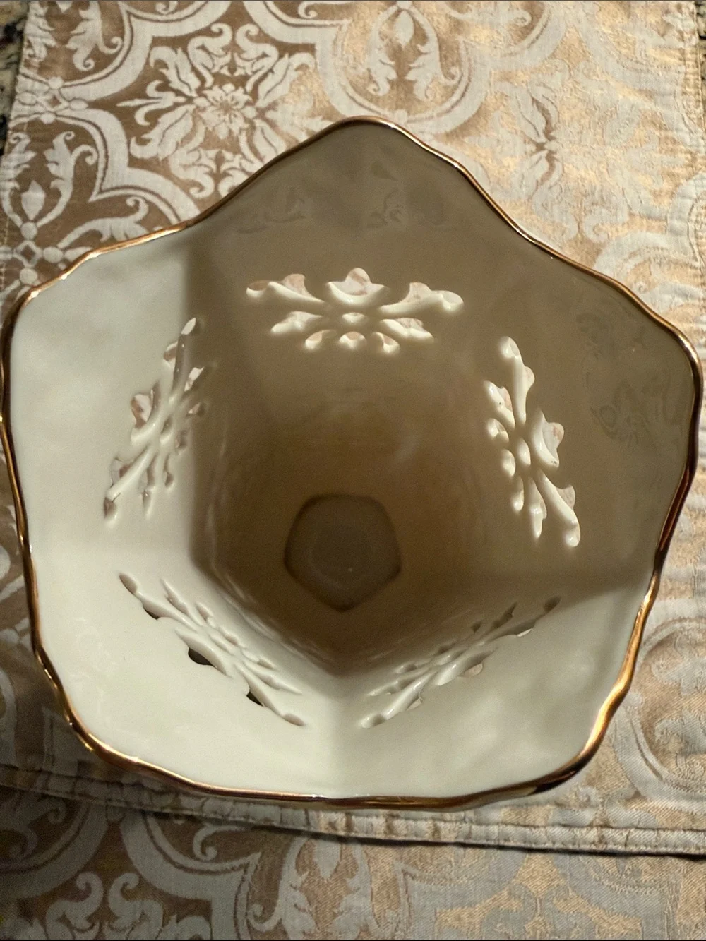 Lenox Elegant Cream Ceramic Decorative Vase with Gold Trim